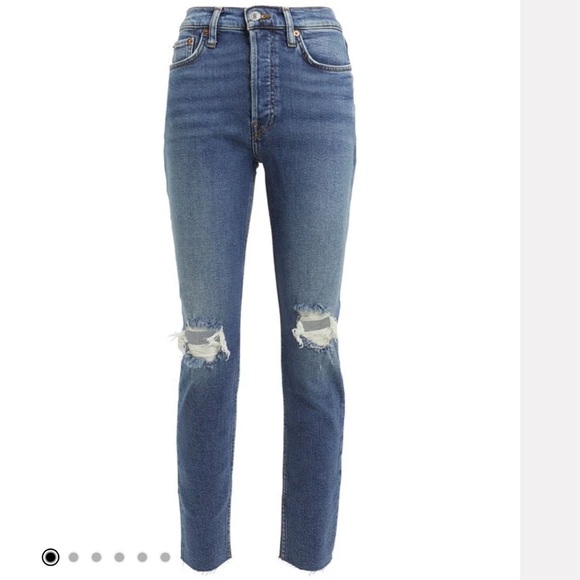 RE/DONE High-Rise Ankle Crop Jeans Dusk Destroy Size 30 - Picture 1 of 16